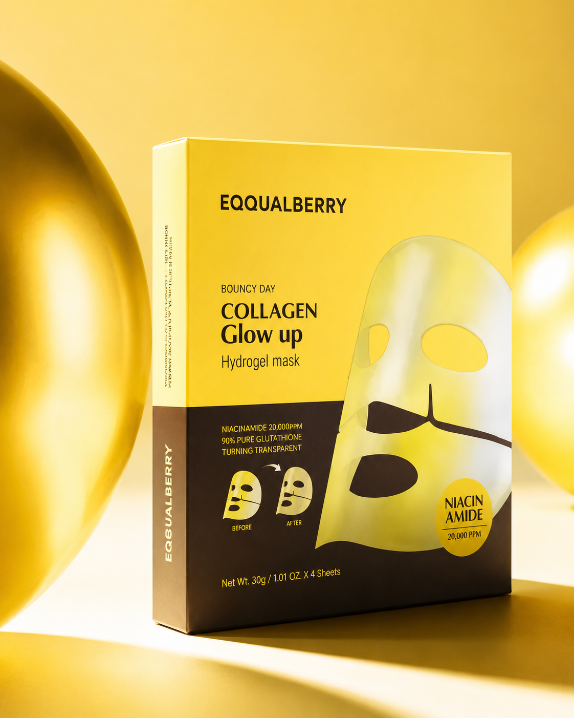 EQQUALBERRY Collagen Glow Up Hydrogel Mask – Masque Hydrogel Éclat & Fermeté